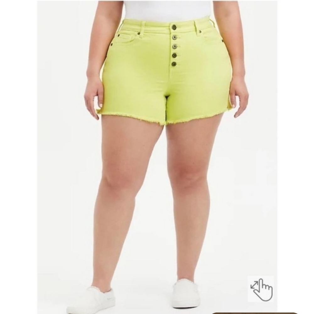 NWOT Torrid 5 Inch Vintage Stretch High-Rise Short Size 10 in Sunny Lime 🌞